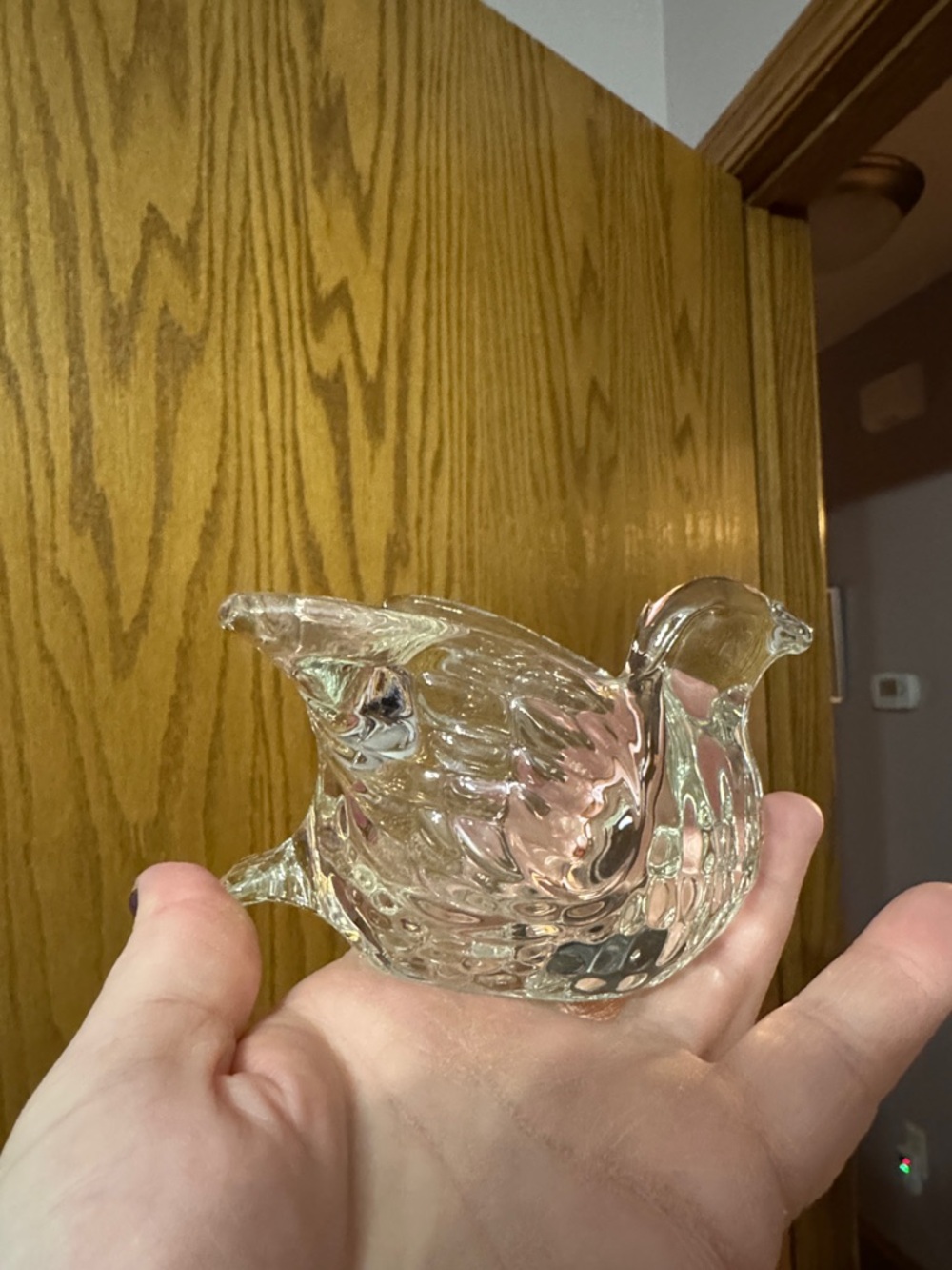 Avon Clear Glass Bird Dish tea light holder